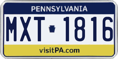 PA license plate MXT1816