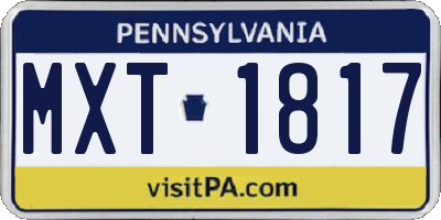 PA license plate MXT1817