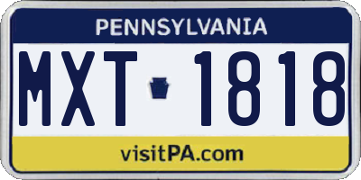 PA license plate MXT1818
