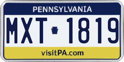 PA license plate MXT1819