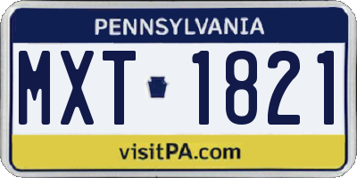 PA license plate MXT1821