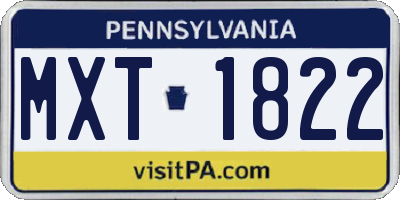 PA license plate MXT1822