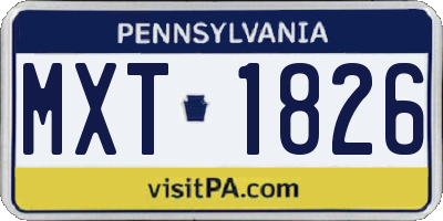 PA license plate MXT1826