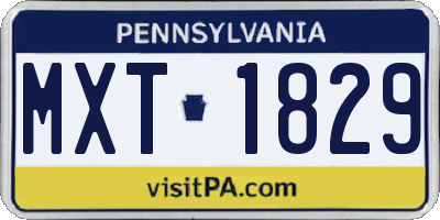 PA license plate MXT1829