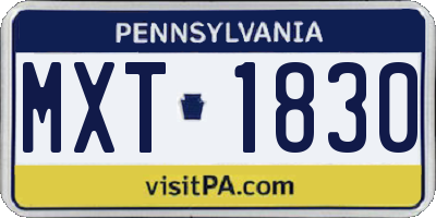 PA license plate MXT1830