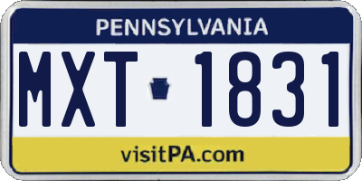 PA license plate MXT1831