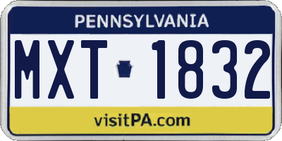 PA license plate MXT1832