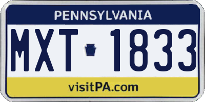 PA license plate MXT1833