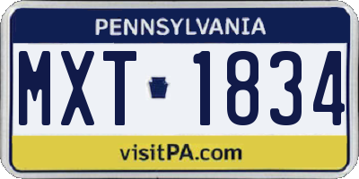 PA license plate MXT1834