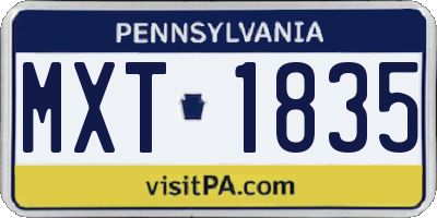 PA license plate MXT1835