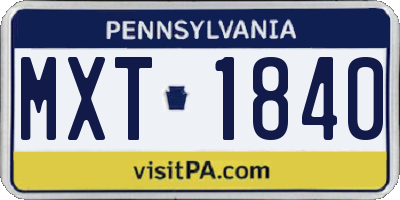 PA license plate MXT1840