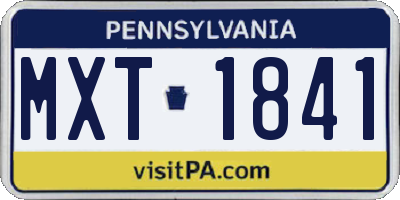PA license plate MXT1841