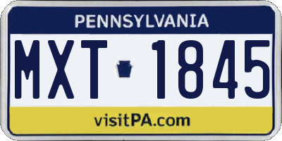 PA license plate MXT1845