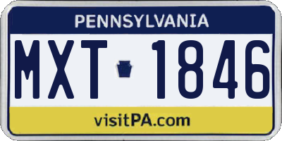 PA license plate MXT1846