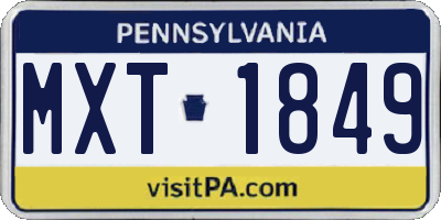 PA license plate MXT1849