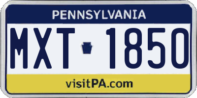 PA license plate MXT1850