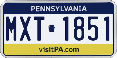 PA license plate MXT1851
