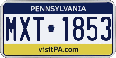 PA license plate MXT1853