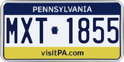 PA license plate MXT1855