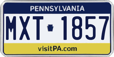 PA license plate MXT1857