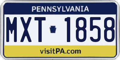 PA license plate MXT1858