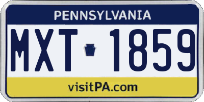 PA license plate MXT1859