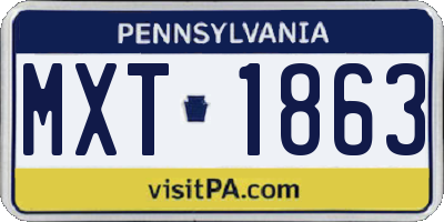 PA license plate MXT1863