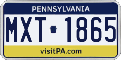 PA license plate MXT1865