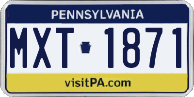 PA license plate MXT1871