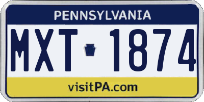 PA license plate MXT1874