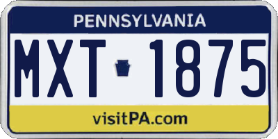 PA license plate MXT1875