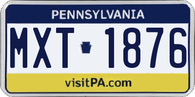 PA license plate MXT1876