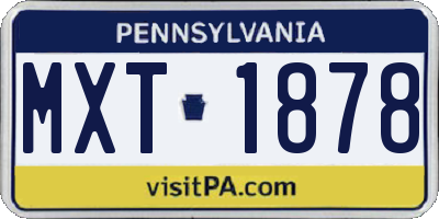PA license plate MXT1878