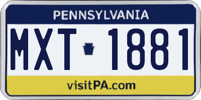 PA license plate MXT1881