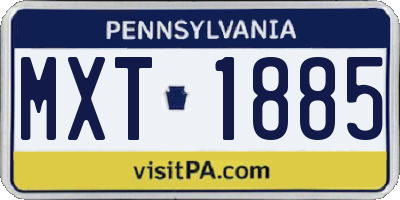 PA license plate MXT1885