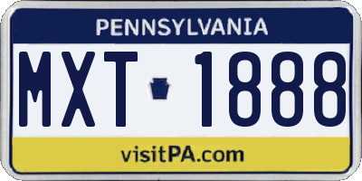 PA license plate MXT1888