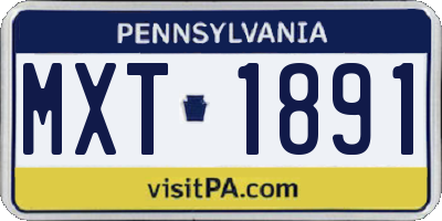 PA license plate MXT1891