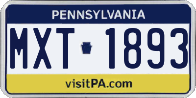 PA license plate MXT1893