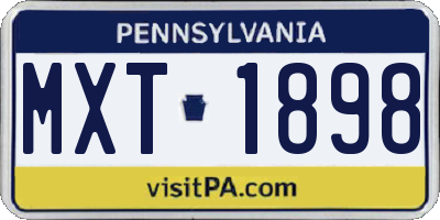 PA license plate MXT1898