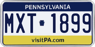 PA license plate MXT1899