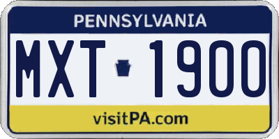 PA license plate MXT1900