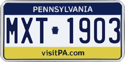 PA license plate MXT1903