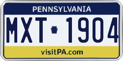 PA license plate MXT1904