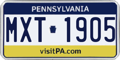PA license plate MXT1905