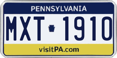 PA license plate MXT1910