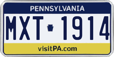 PA license plate MXT1914