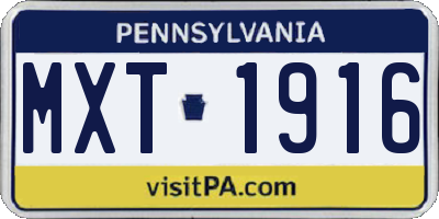 PA license plate MXT1916