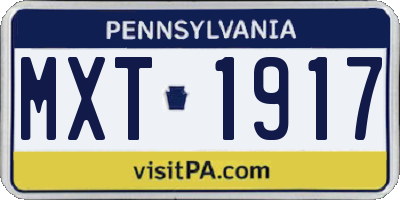 PA license plate MXT1917