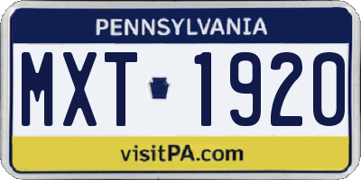 PA license plate MXT1920