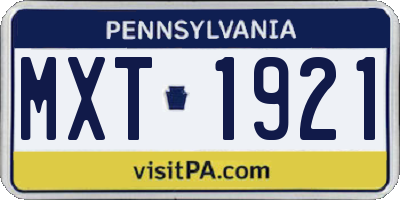 PA license plate MXT1921